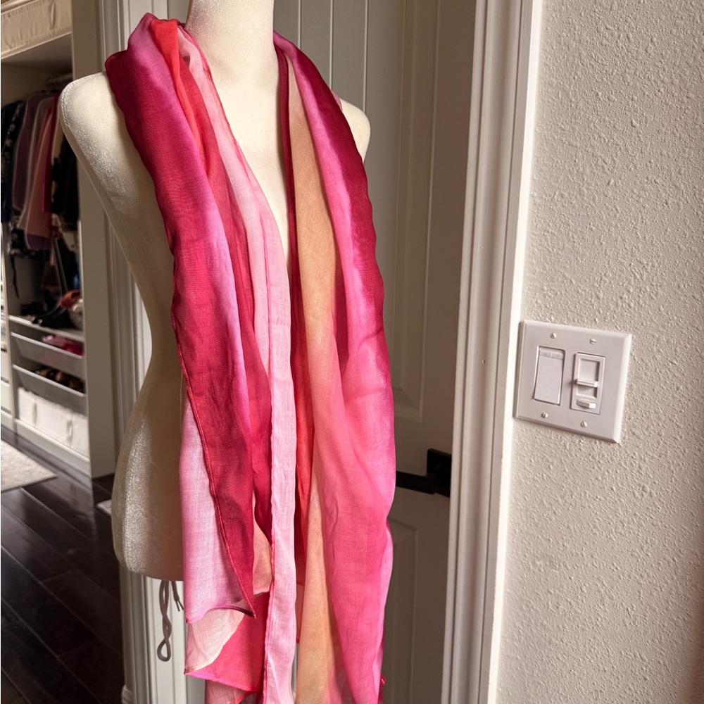 MarlaWynne Vibrant Pink and Tan Scarf New - Picture 3 of 6